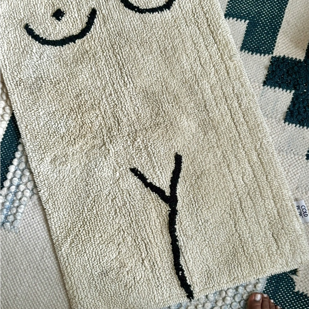 Cold Picnic Torso Bath Mat in Cream/Black Cotton Terry